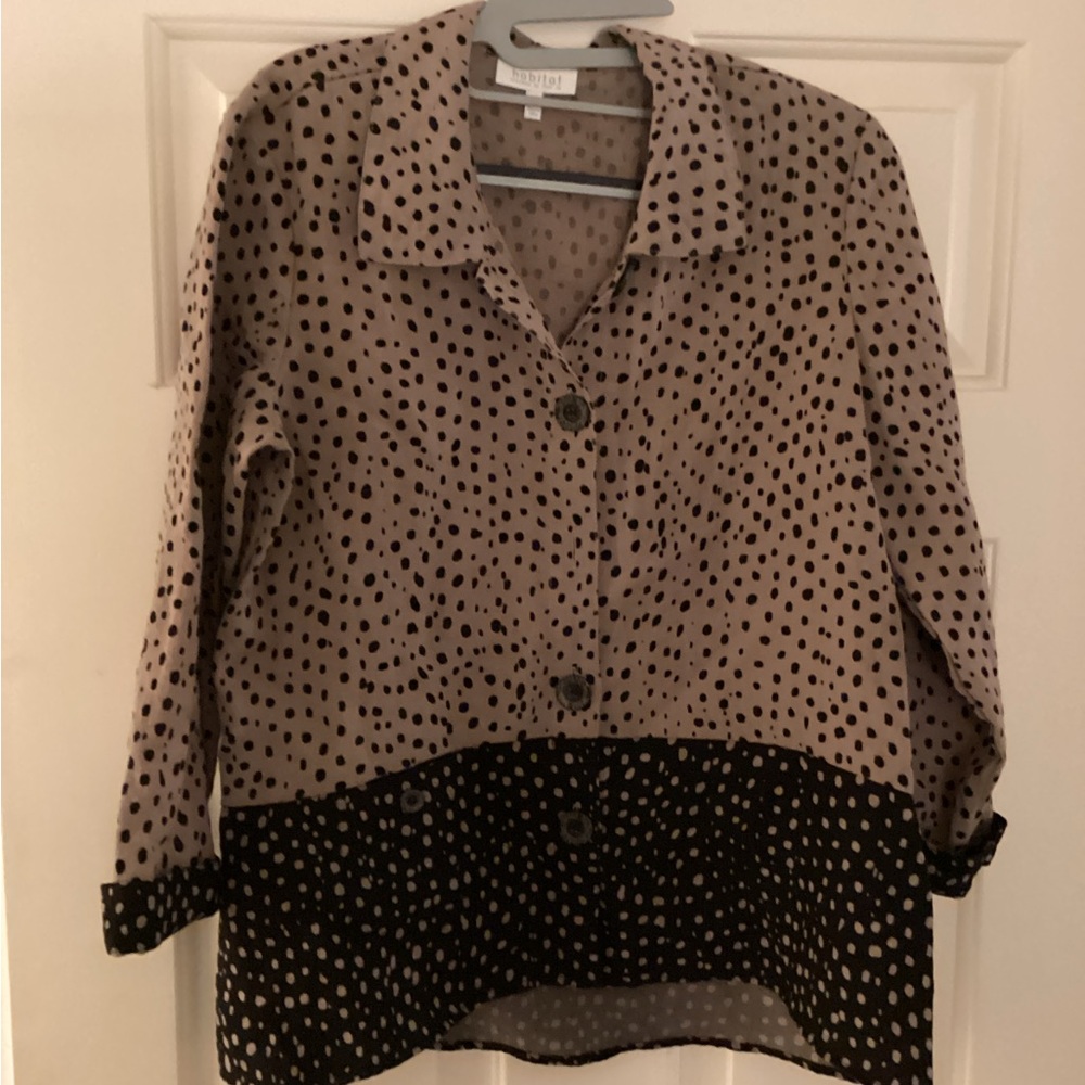 HABITAT Black and Tan Polka Dot Button Blouse/Jacket
